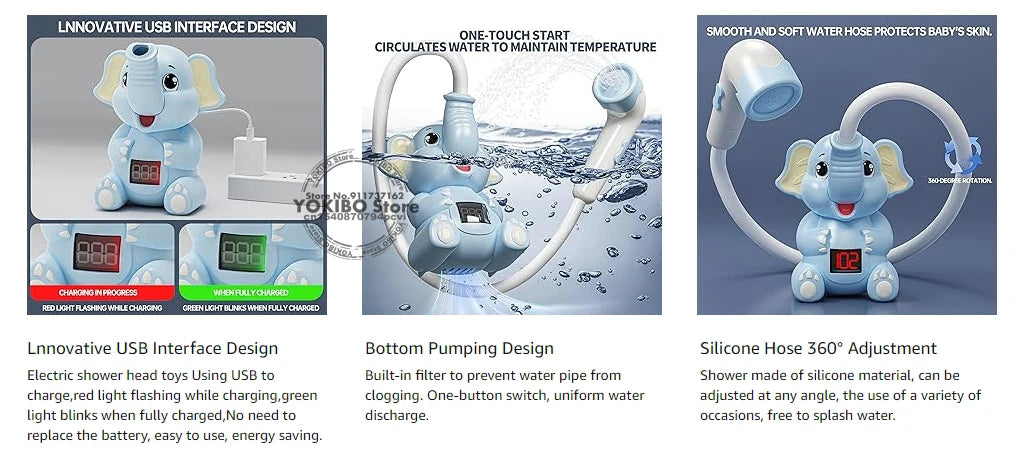 Interactive Baby Shower: Elephant Design with Temperature Control