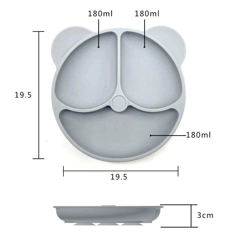 Silicone Plate with Food Dividers