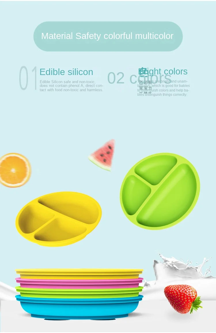 Silicone Plate with Food Dividers